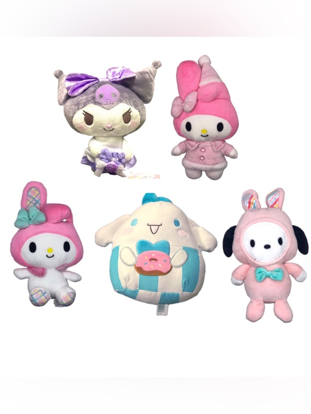 Sanrio Plush Bundle Kuromi My Melody Cinnamoroll Pochacco 5pc